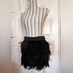 Juicy Couture Black Ostrich Feather Lux Festival Style Skirt